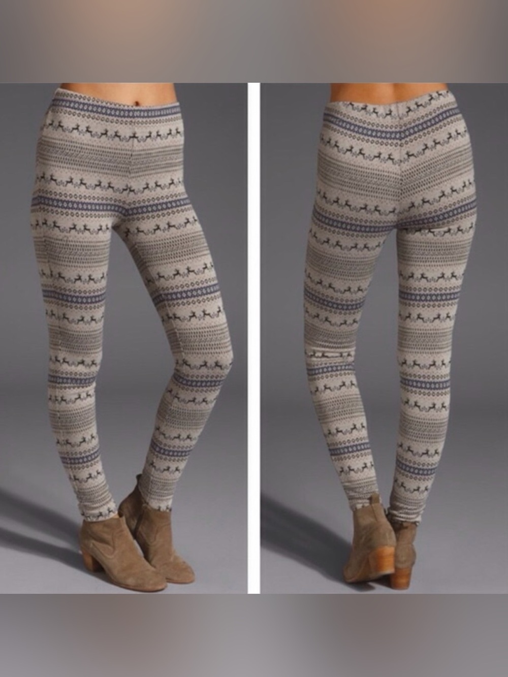 Free People Reindeer Fair Isle Nordic Leggings Small